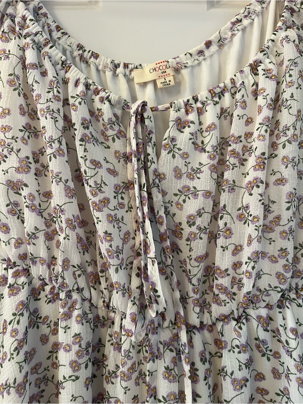 Chocolate Lavender Floral Off-the-Shoulder dress - Purple/White